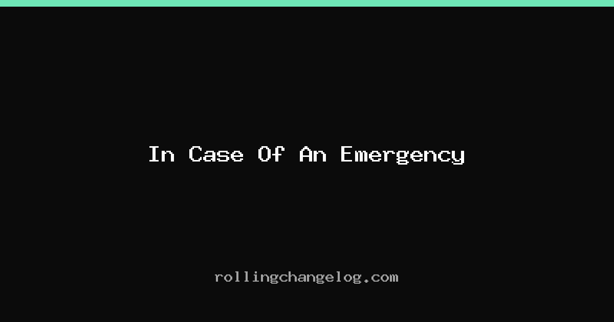 In Case Of An Emergency cover