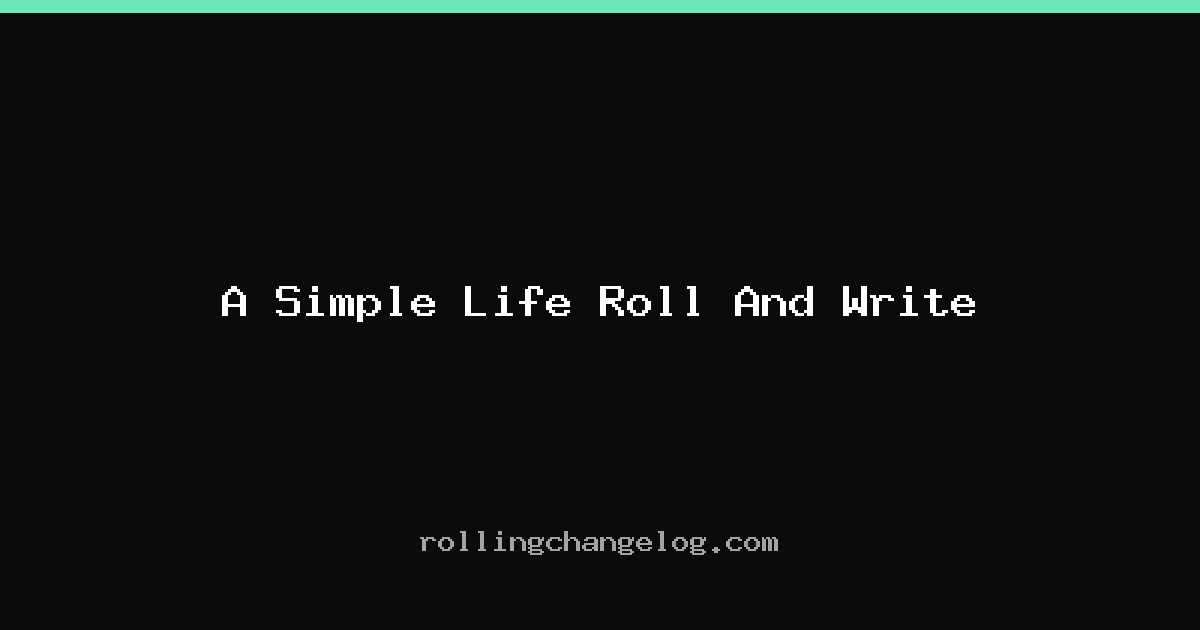 A Simple Life Roll And Write cover