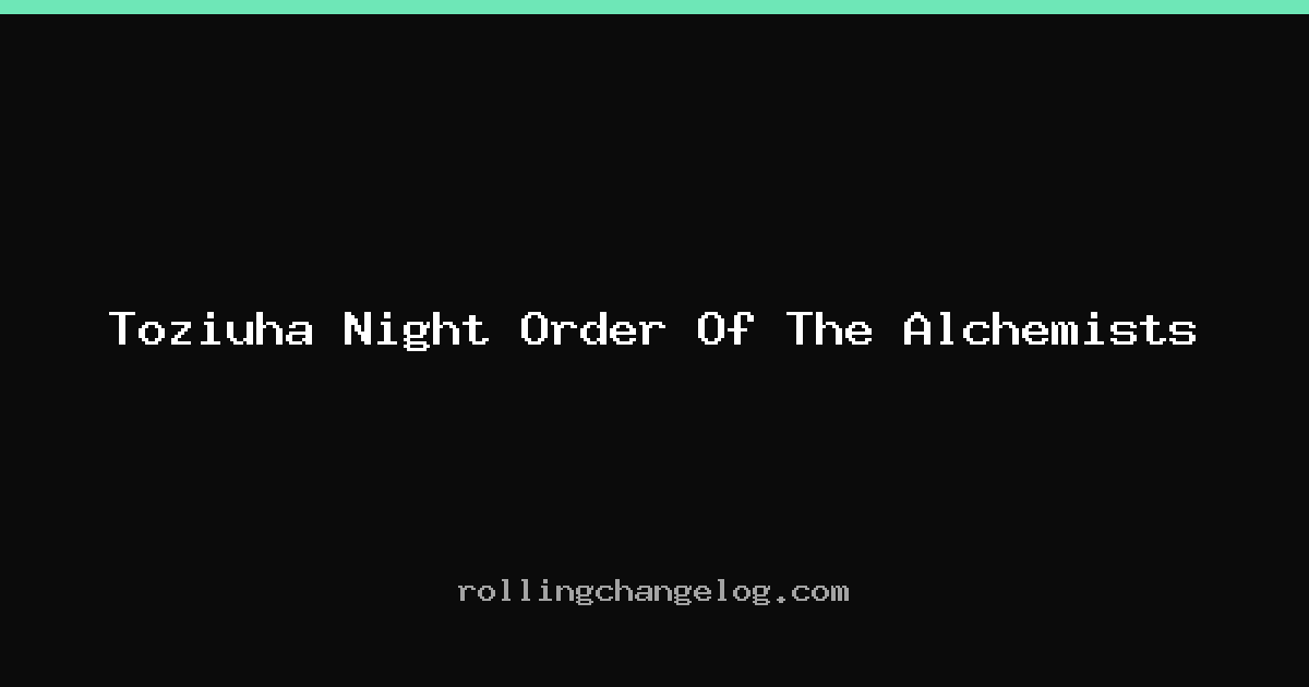 Toziuha Night Order Of The Alchemists cover