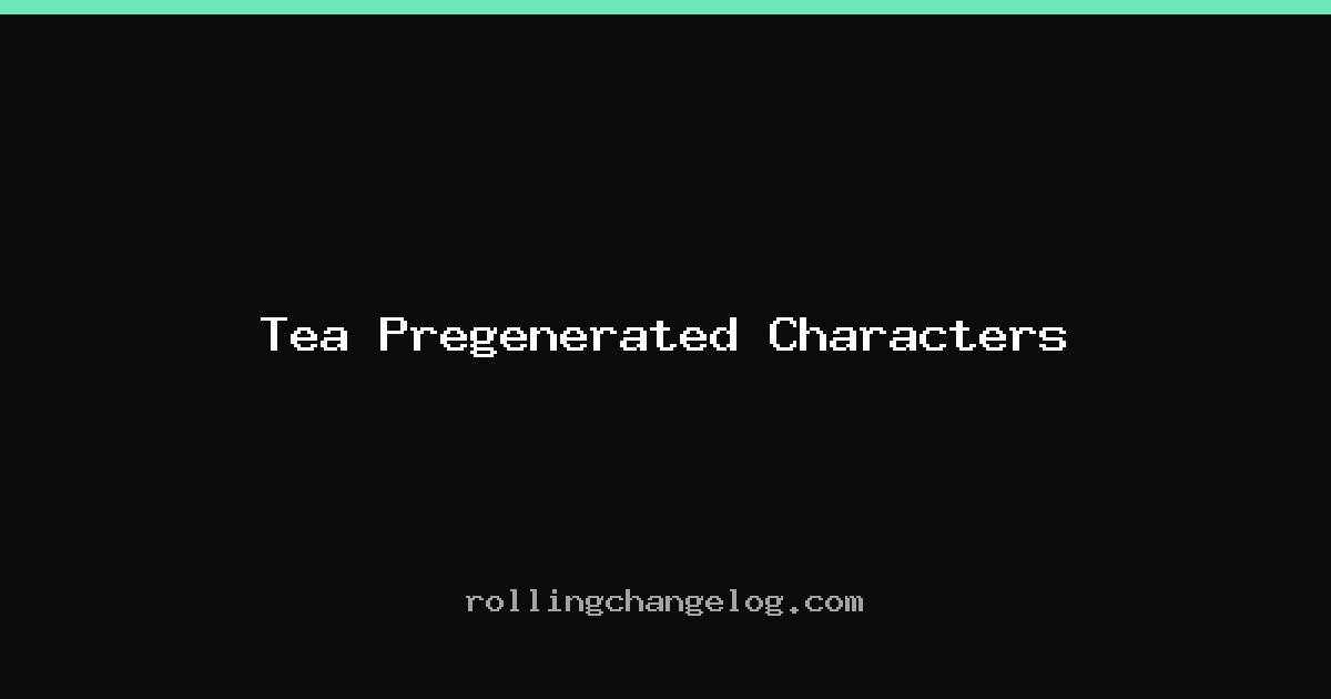 Tea Pregenerated Characters cover