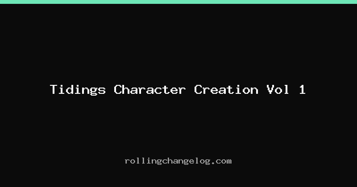 Tidings Character Creation Vol 1 cover