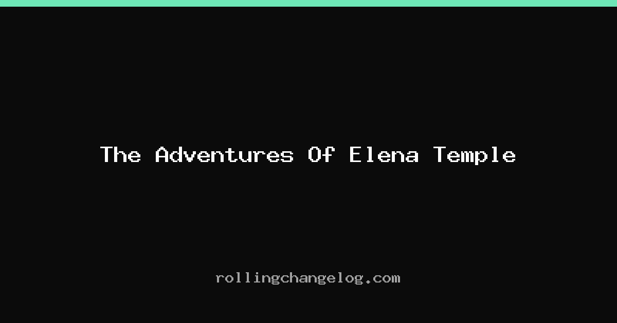 The Adventures Of Elena Temple cover