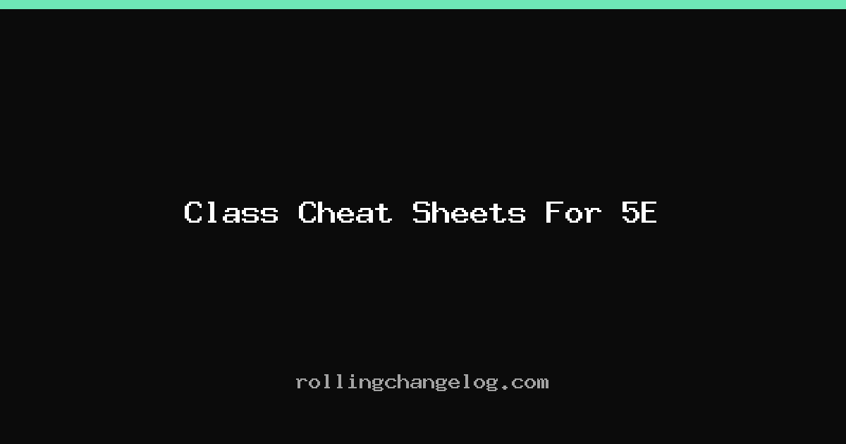 Class Cheat Sheets For 5E cover