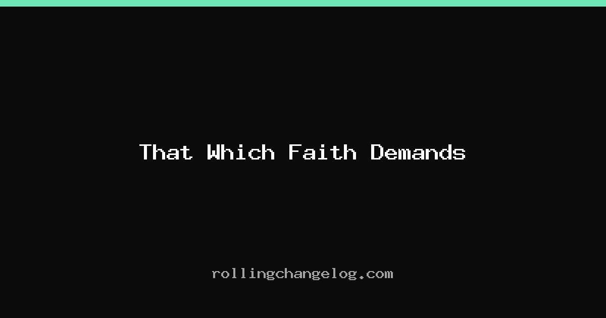 That Which Faith Demands cover