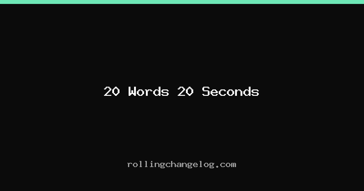 20 Words 20 Seconds cover
