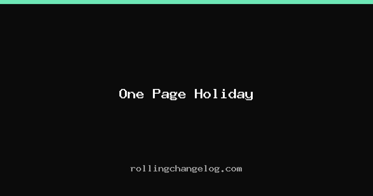 One Page Holiday cover