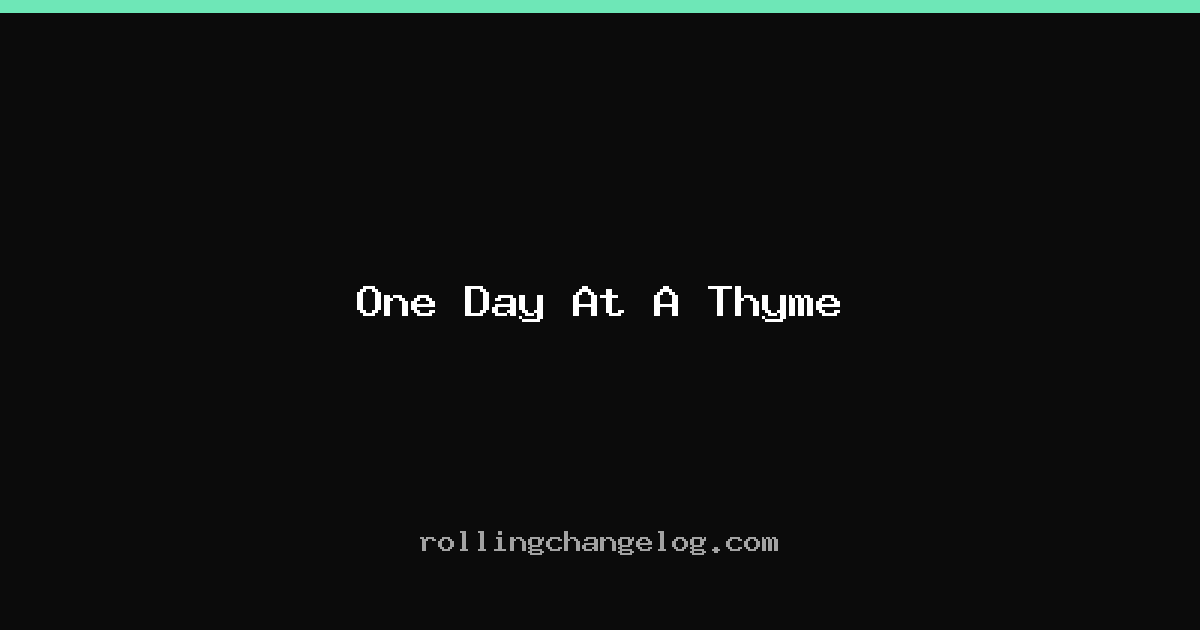 One Day At A Thyme cover