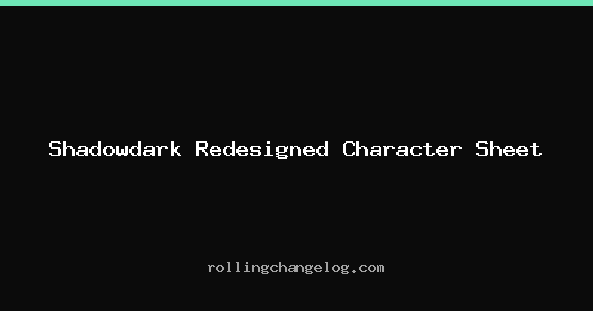 Shadowdark Redesigned Character Sheet cover