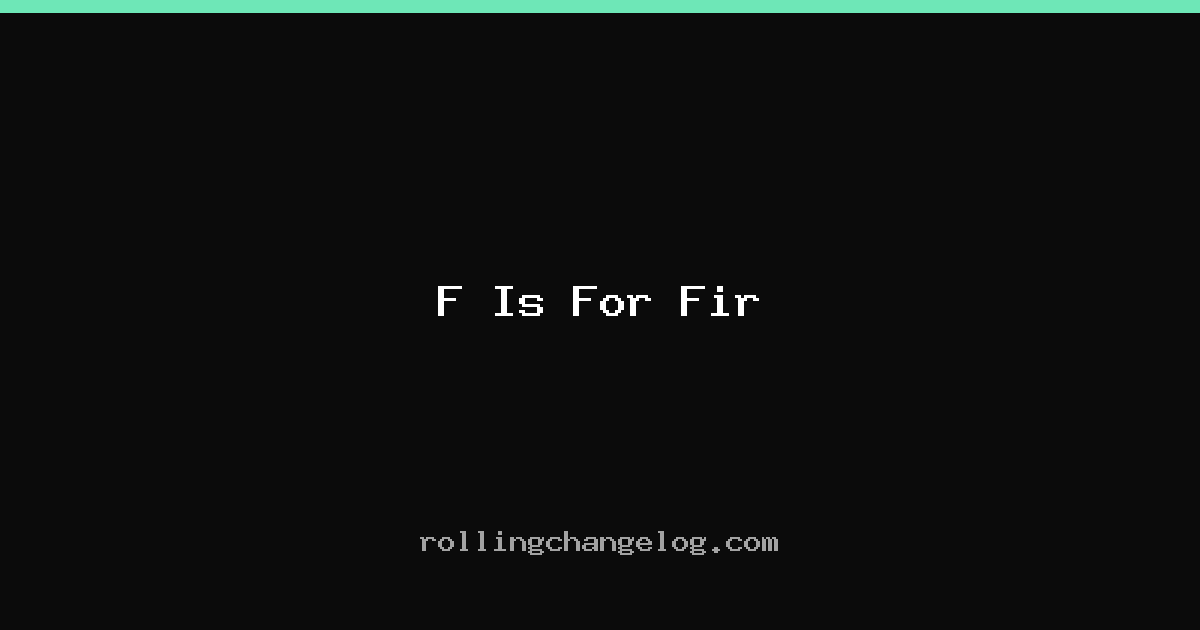 F Is For Fir cover